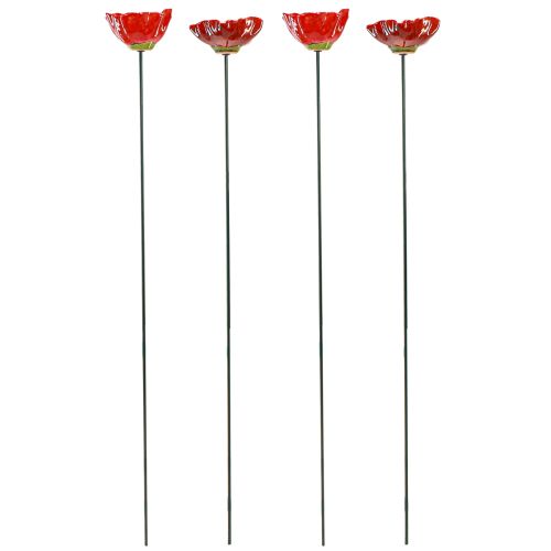 Floristik24 Estaca decorativa de cerâmica para jardim de flores de papoula papoula vermelha Ø8cm 4 un