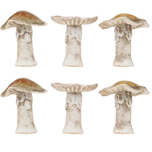 Itens Decoração de mesa de cerâmica com cogumelos, vermelho, marrom, amarelo, H6cm, 6 peças