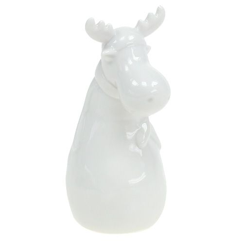 Floristik24 Figura de cerâmica alce 12,5 cm branco 2 unidades