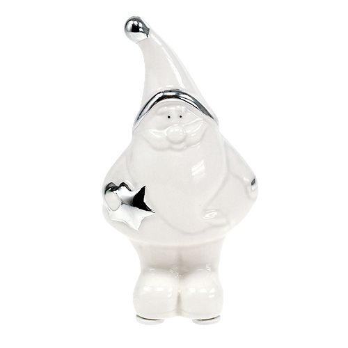 Floristik24 Figura de cerâmica Nicholas 11cm branco, prata 8pcs