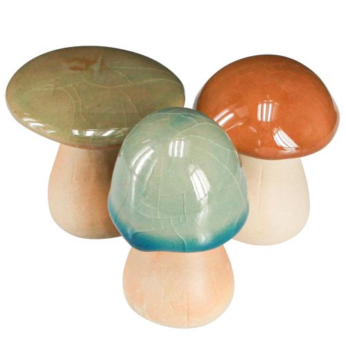 Itens Decoração de cogumelos em cerâmica marrom verde azul decoração de outono H6-7,5cm 3 unidades