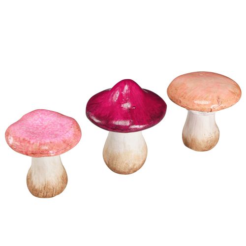 Floristik24 Decoração de cogumelos em cerâmica decoração de outono rosa cerâmica Ø8/8,5/9cm 3 un