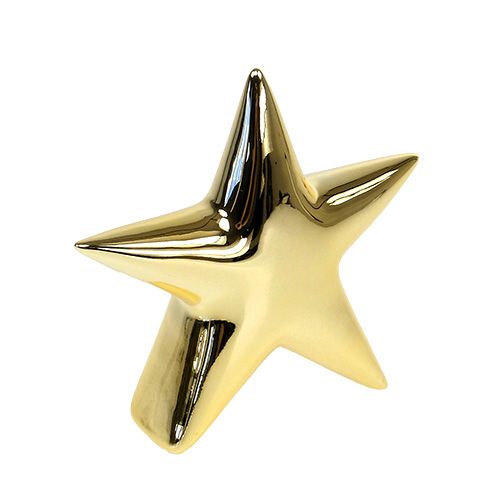 Floristik24 Estrela de cerâmica dourada 18 cm em pé 2 unidades