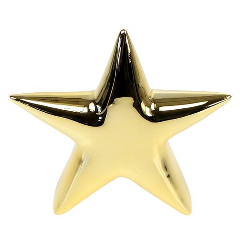 Floristik24 Estrela de cerâmica dourada 18 cm em pé 2 unidades