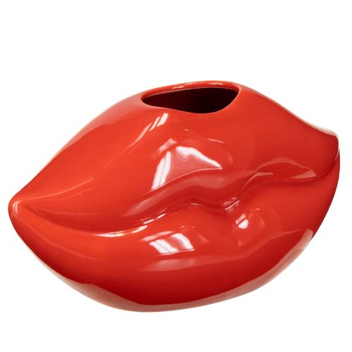 Floristik24 Vaso de cerâmica vermelho beijo boca vaso decorativo 17×8,5×9cm