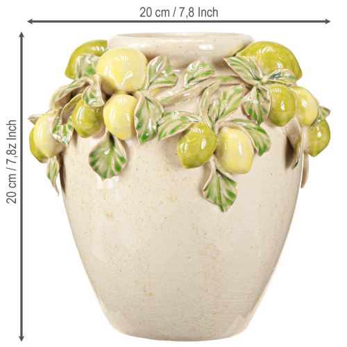 Itens Vaso de Cerâmica Decoração Limão Mediterrâneo Verde Amarelo H19cm