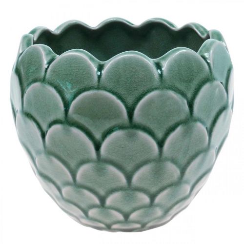 Floristik24 Vaso de flores de cerâmica esmalte vintage verde craquelado Ø17cm A15cm