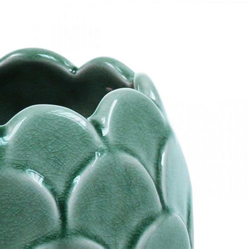 Itens Vaso de flor de cerâmica vintage verde craquelado esmalte Ø15cm A22cm