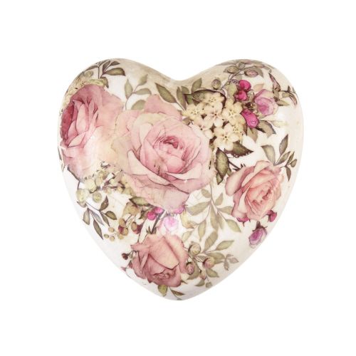 Itens Coração decorativo de cerâmica com rosas faiança para mesa 10,5cm