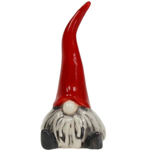 Floristik24 Figura gnomo de cerâmica 8,5 cm vermelho, branco 1p