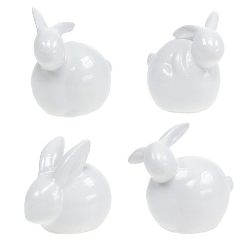 Floristik24 Cerâmica coelho branco 8,5 cm 4 peças