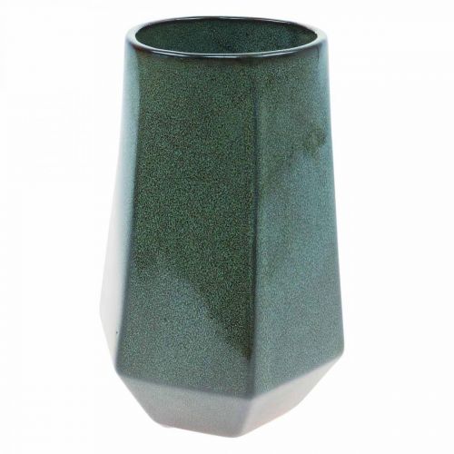 Floristik24 Vaso de Cerâmica Vaso de Flor Verde Hexagonal Ø14,5cm A21,5cm