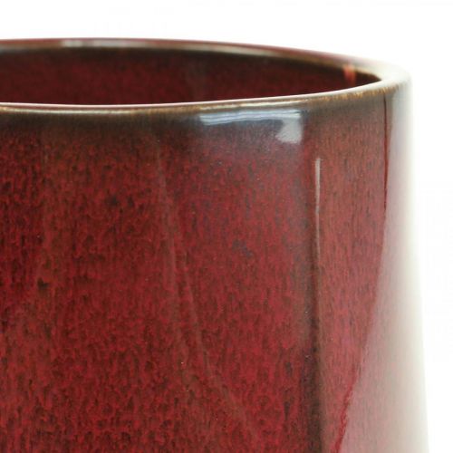 Itens Vaso de Cerâmica Vaso de Flores Vermelho Hexagonal Ø14,5cm A21,5cm