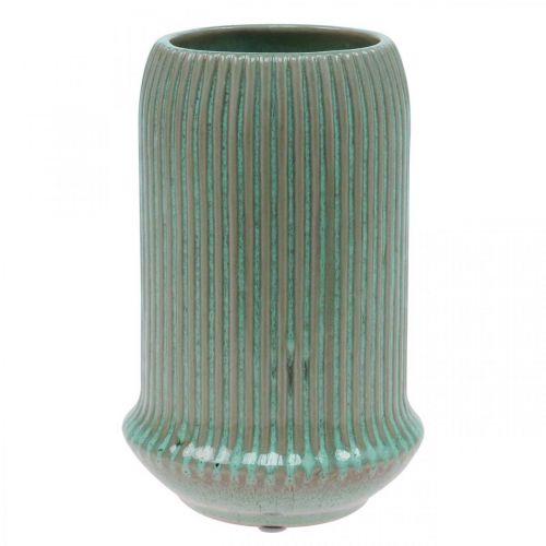 Itens Jarra de cerâmica com sulcos Jarra de cerâmica verde claro Ø13cm H20cm