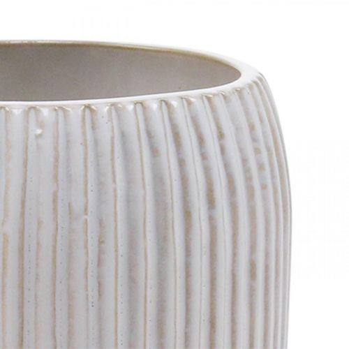 Itens Jarra de cerâmica com ranhuras Jarra de cerâmica branca Ø13cm A20cm