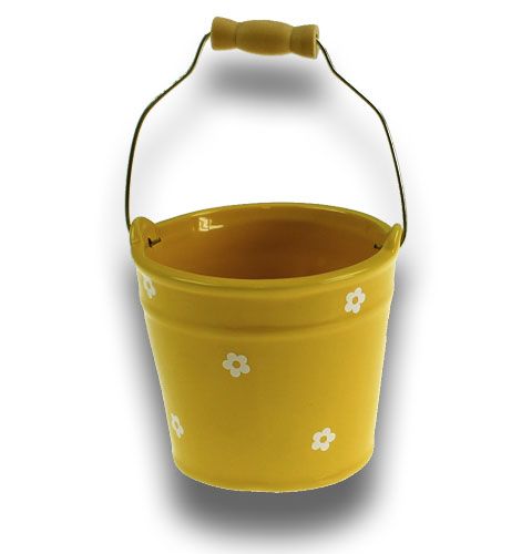 Floristik24 Grande balde de cerâmica amarela