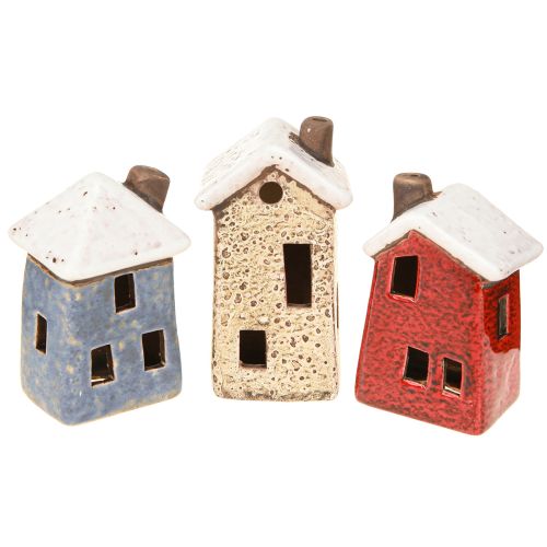 Itens Casa de cerâmica decoração Advento creme vermelho cinza 8,5/9,5cm 3 peças