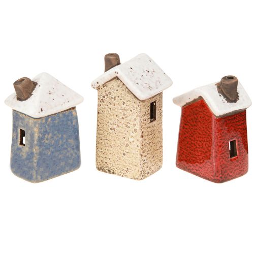 Itens Casa de cerâmica decoração Advento creme vermelho cinza 8,5/9,5cm 3 peças