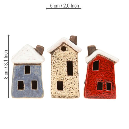 Itens Casa de cerâmica decoração Advento creme vermelho cinza 8,5/9,5cm 3 peças