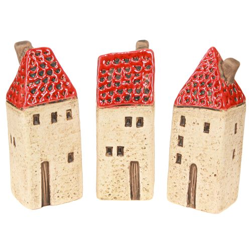 Floristik24 Decoração de mesa de casa de cerâmica casas de cerâmica H11cm 3 peças