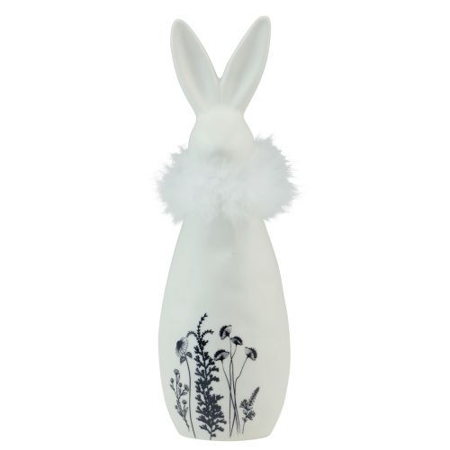 Itens Coelhinho de cerâmica coelhos brancos penas decorativas flores Ø6cm Alt.20,5cm