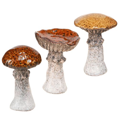 Cogumelos de cerâmica decoração de cerâmica cogumelos laranja amarelo marrom 8cm 3 peças