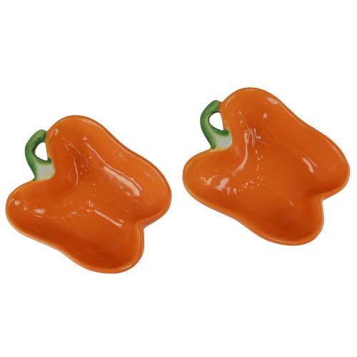 Itens Tigelas de cerâmica decoração com pimenta laranja 16x13x4,5cm 2 unidades