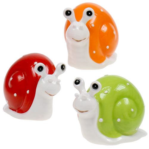 Floristik24 Caracol de cerâmica 6,5 cm - 7,5 cm verde, laranja, vermelho 6pcs