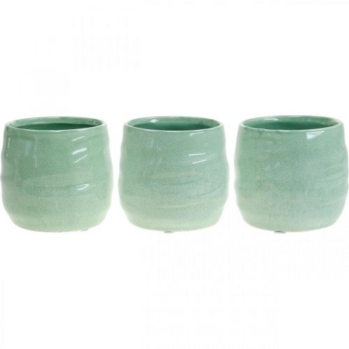 Floristik24 Cachepot de cerâmica, plantador, padrão de onda de vaso de flores Ø12.5cm 3pcs