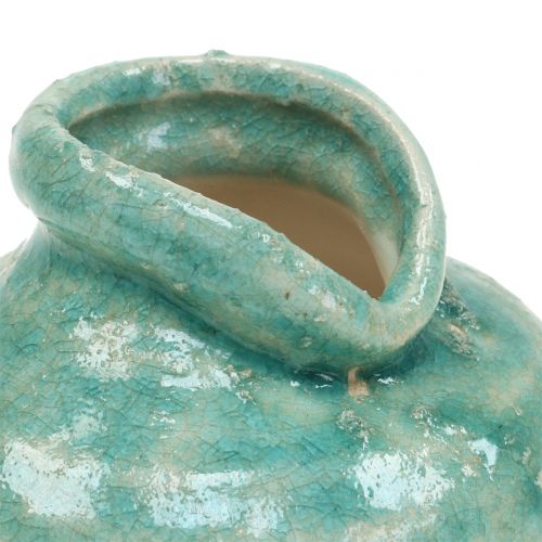 Floristik24 Vaso de cerâmica antigo azul H9cm