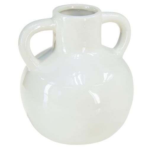 Itens Vaso de cerâmica vaso branco com 2 alças de cerâmica Ø7cm Alt.11,5cm