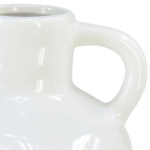 Itens Vaso de cerâmica vaso branco com 2 alças de cerâmica Ø7cm Alt.11,5cm