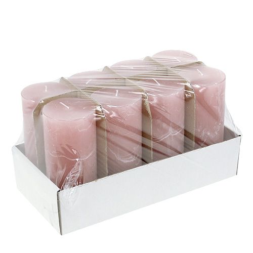 Floristik24 Vela rosa velha 60 mm x 140 mm 8 unidades