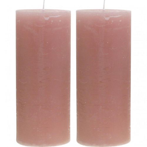 Itens Velas pilares tingidas de rosa 85×200mm 2 unidades