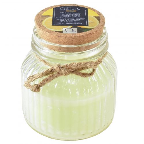 Vela perfumada em vidro citronela cortiça verde maçã Alt.11,5cm