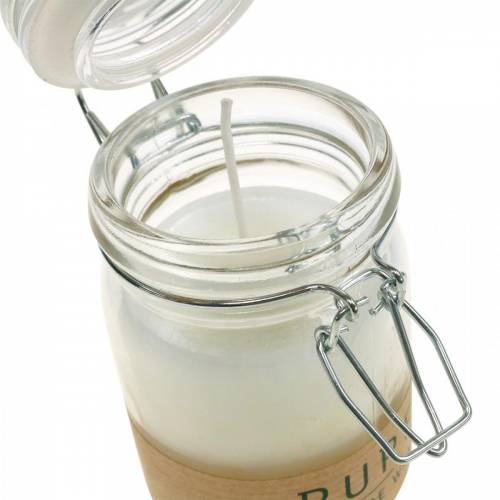 Floristik24 Vela em decoração de vidro com tampa Pure Nature vela cera cera de abelha azeite de oliva