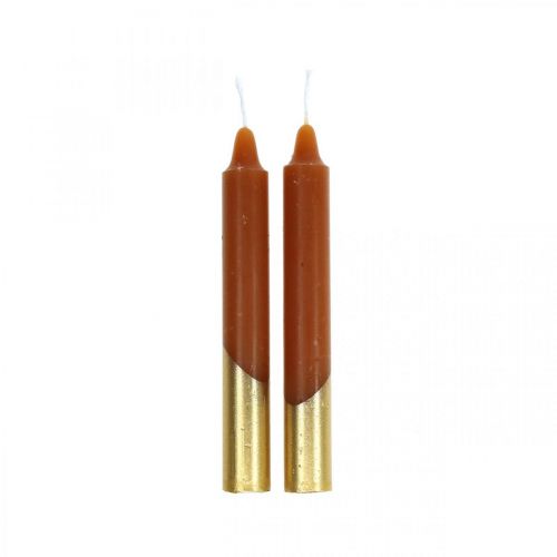 Floristik24 Velas de árvore velas pirâmide Ø13×H105mm marrom, dourado 10pcs