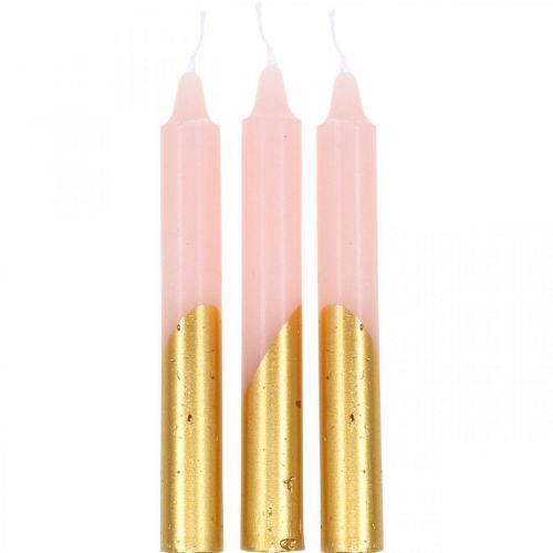 Floristik24 Velas de árvore velas pirâmide rosa, velas douradas A105mm 10p