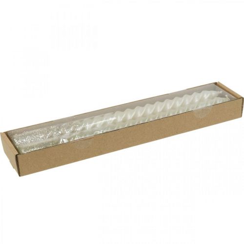 Floristik24 Velas cônicas velas torcidas velas em espiral creme 24cm 2uds