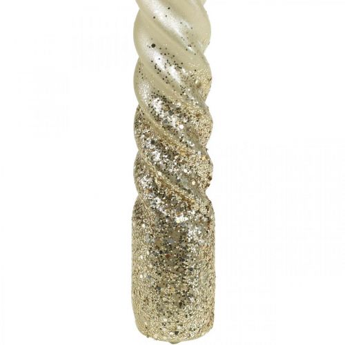 Floristik24 Velas cônicas velas torcidas velas em espiral creme 24cm 2uds