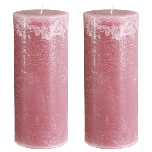 Itens Conjunto de 2 velas cilíndricas rosa, com aparência de mármore rosa antigo, 85×200mm, para decoração e presente.