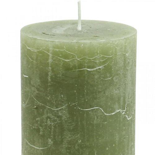 Itens Velas de cor sólida, velas de pilar verde azeitona 70×100mm 4pcs