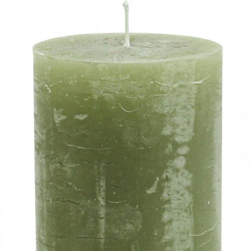 Floristik24 Velas coloridas sólidas velas pilar verde azeitona 70×120mm 4pcs