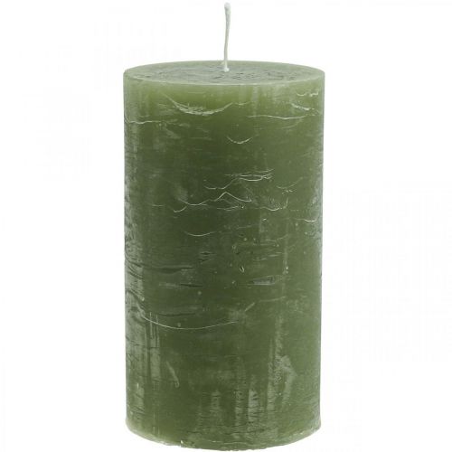 Velas cor sólida velas pilar verde azeitona 85×150mm 2 un