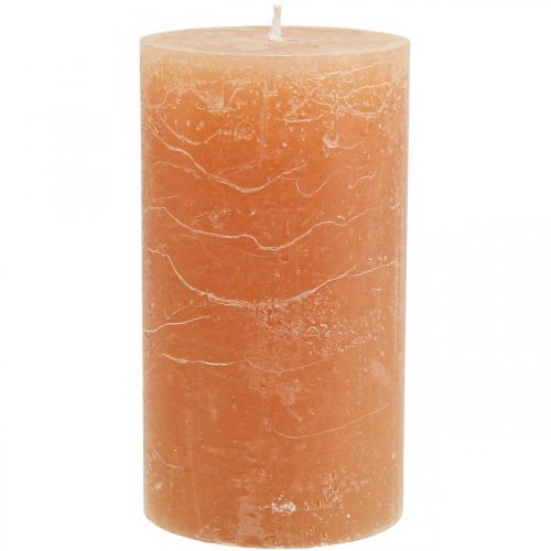 Floristik24 Velas de cores sólidas Velas de pilar laranja pêssego 85 × 150 mm 2 unidades