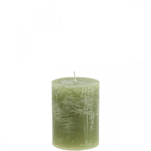 Velas de cor sólida, velas de pilar verde azeitona 60×80mm 4pcs