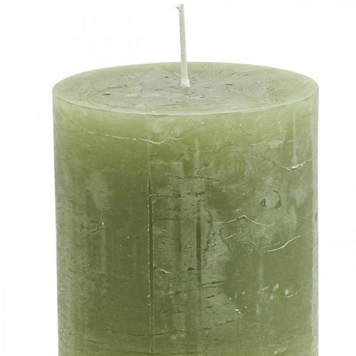 Itens Velas de cor sólida, velas de pilar verde azeitona 70×80mm 4pcs