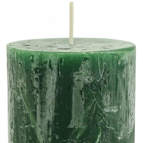 Floristik24 Velas sólidas velas pilar verde escuro 70×140mm 4 un