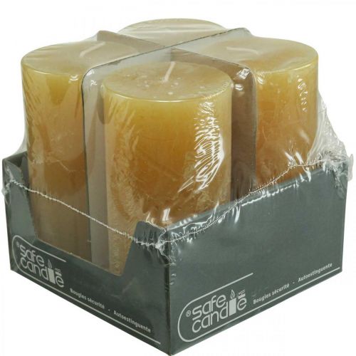 Itens Velas pilar Velas rústicas lisas amarelas 70/140mm 4 un