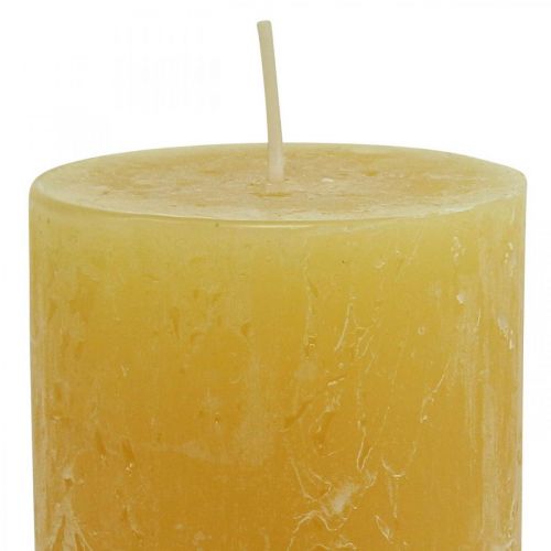 Itens Velas pilar Velas rústicas lisas amarelas 70/140mm 4 un